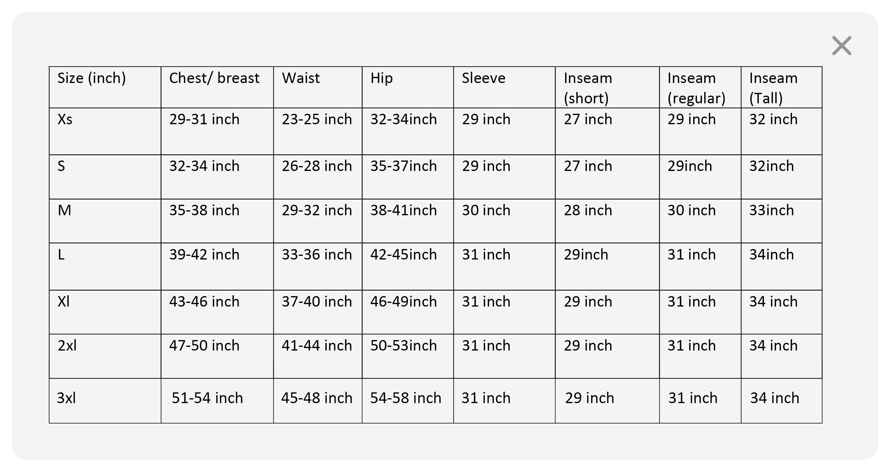 Women's Sports Bra size guide